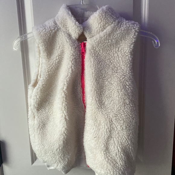 GAP Other - GAP white fleece vest with pink accents